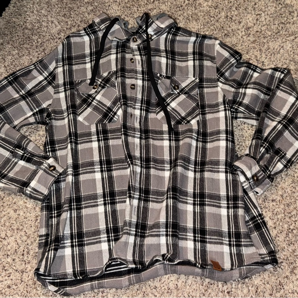 Little Bipsy HOODED FLANNEL - PEBBLE